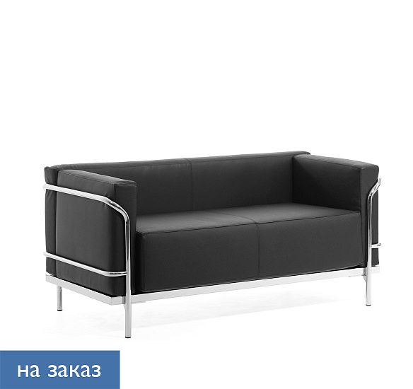 МИКОНОС / MYKONOS ДИВАН 2 МЕСТ КОЖА+КОЖЗ ЧЕРНЫЙ/ХРОМ MYKONOS 2 Dakota Dollaro black