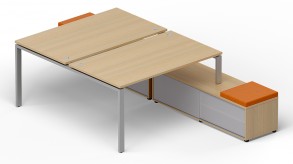 Рабочий стол «Bench» на опорной тумбе (2 дверцы акрил) с 4 пластиковыми заглушками Lavoro LVRU17.1216-1