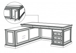 Стол кабинетный с низкой приставкой, левый. Кожа Padova 5012IPC+R