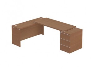 Стол с опорной тумбой 3 ящика и приставным элементом с отступом (Без лицевой панели) Kara 3636059