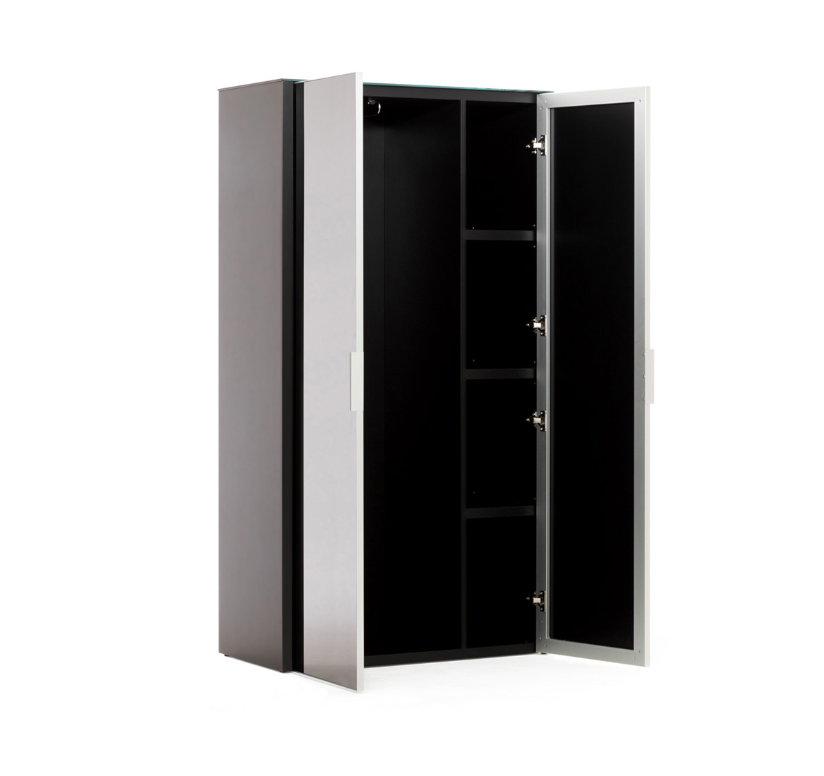 ГАЛА / GALA ГАРДЕРОБ, 2 ДВЕРИ ЧЕРНЫЙ, БЕЛЫЙ LIB2/899 + LIBSH/899 BLACK GLASS