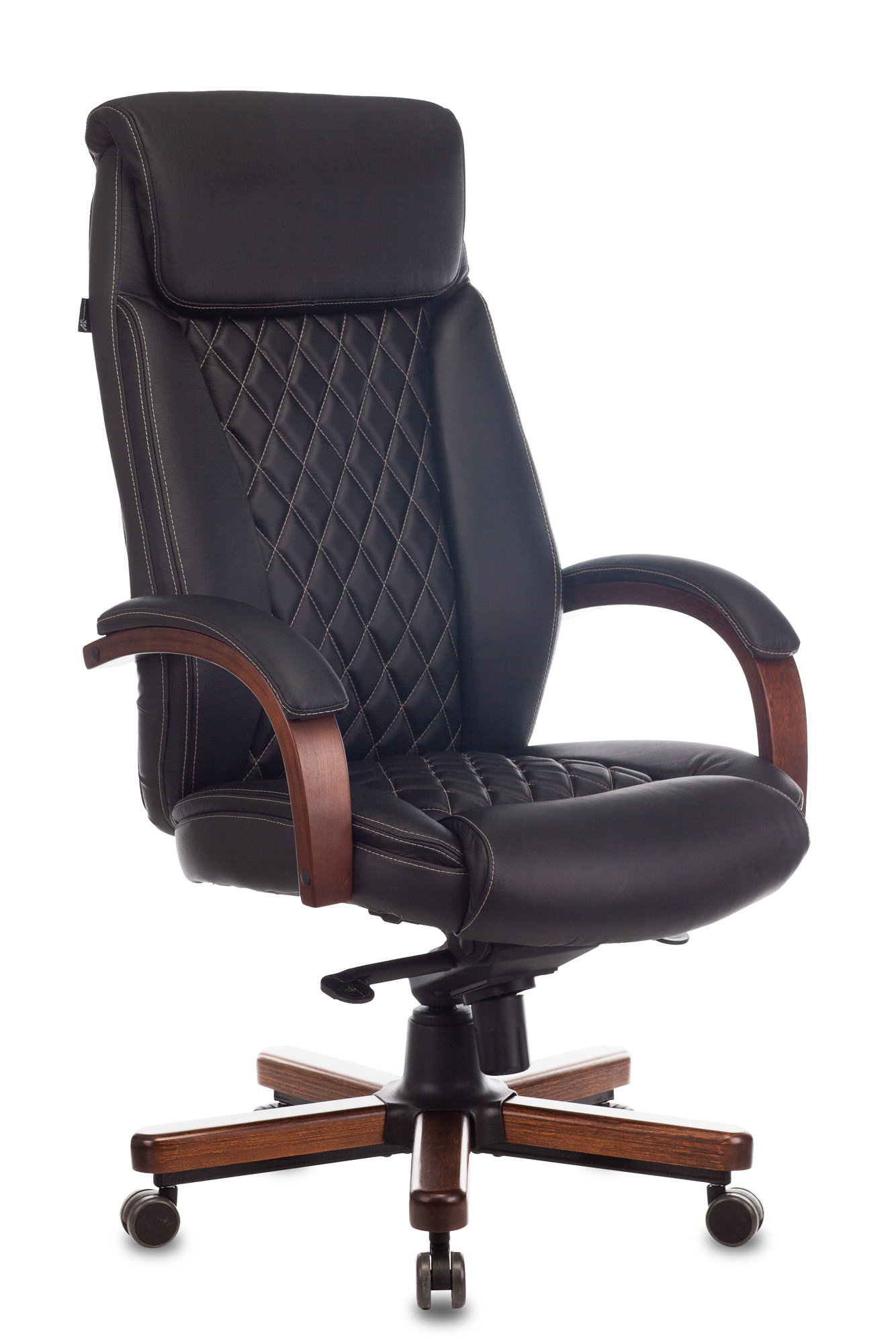Кресло руководителя Бюрократ T-9924WALNUT черный кожа крестовина металл/дерево