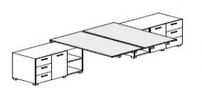 Рабочая станция с опорными тумбами и с дополнительной перегородкой, правая Fly 55852