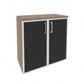 Шкаф низкий широкий (2 низких фасада стекло лакобель в раме) ONIX O.ST-3.2R white/black/mat