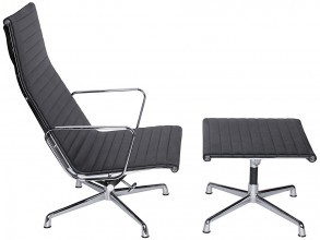 Кресло для руководителя Эймс Стиль Риббед Лаундж Чейр Оттомен / Eames Style Ribbed Lounge Chair & Ottoman EA124/EA125
