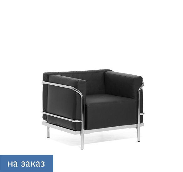 МИКОНОС / MYKONOS КРЕСЛО КОЖЗАМ ЧЕРНЫЙ/ХРОМ MYKONOS 1 Dollaro black