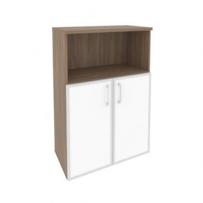 Шкаф средний широкий (2 низких фасада стекло лакобель в раме) ONIX O.ST-2.2R white/black/mat