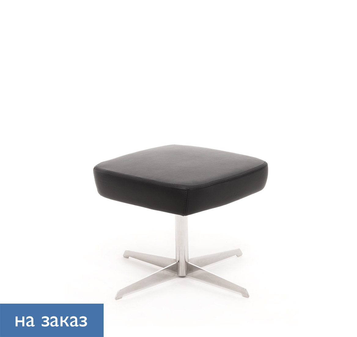 ВЕНТО МЕТАЛ / VENTO METAL ПУФ КОЖА ЧЕРНЫЙ/ХРОМ ВЕНТО Пуф Р8 Дакота блэк / VENTO Pouf R8 Dakota black