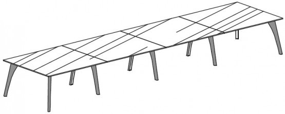 Прямоугольный переговорный стол с 10 кон. окраш. опорами обтянутыми кожей Аттива / Attiva C520TA/C10V