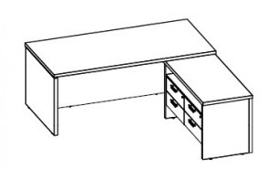 Стол для руководителя с тумбой, угловой Cambridge CaCFT1620(R)