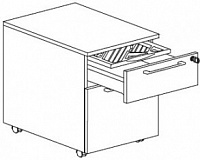 Подкатная тумба на колесиках: 2 метал. ящика (один ящик-картотека) с лотком для канц. принадлежностей Attiva PR33SPC