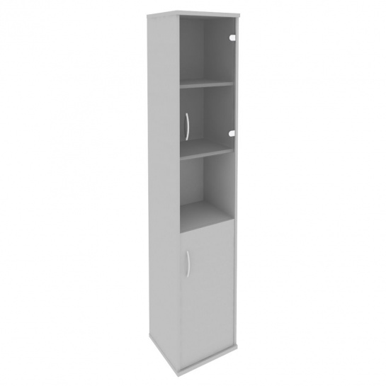 Шкаф высокий узкий Riva (1 низкая дверь ЛДСП, 1 низкая дверь стекло)