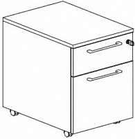 Подкатная тумба на колесиках: 2 металлических ящика (один ящик-картотека). Металлические хромированные ручки Attiva PR33S