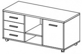 Тумба мобильная. 3 ящика, 2 ниши, дверь Стиль / Style 48T190.900