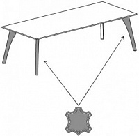 Письменный стол с 4 коническими опорами в коже Attiva C180/C18