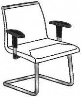 Кресло с низкой спинкой на хромированных полозьях с подлокотниками Attiva 229