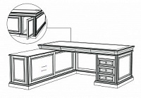 Стол кабинетный с низкой приставкой, левый Padova 5012I+R